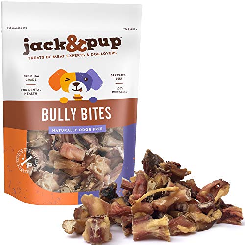 Product Cover Jack&Pup Premium Grade Odor Free Bully Bites Dog Treats, (2 Lb. Value Pack) - All Natural Gourmet Dog Treat Chews - Fresh and Savory Beef Flavor