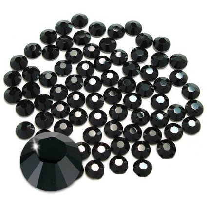 Product Cover Jollin Glue Fix Flatback Rhinestones Glass Diamantes Gems for Nail Art (ss16 1440pcs, Jet)