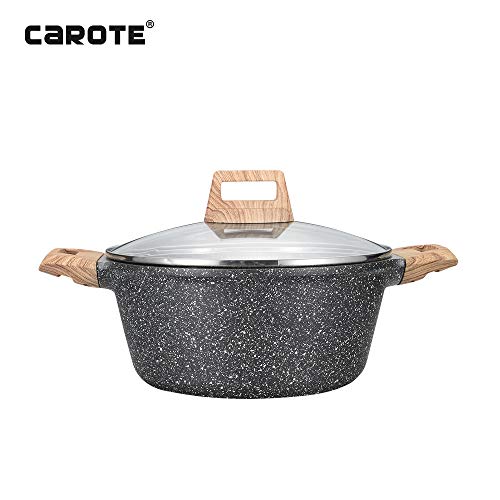 Product Cover Carote 9.5 inch/4.3 Quart Non-stick Granite Stone Coating Casserole Dish with lid...