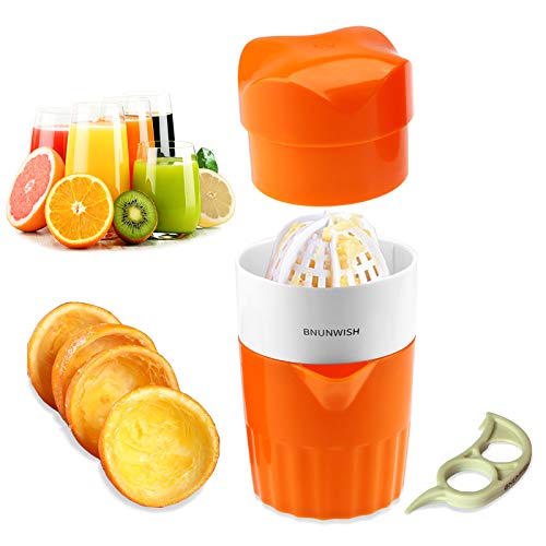 Product Cover Hand Juicer Citrus Orange Squeezer Manual Lid Rotation Press Reamer for Lemon Lime Grapefruit with Strainer and Container, 2 Cups