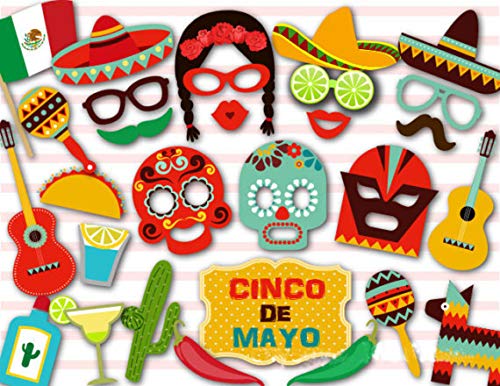 Product Cover iFun iCool Mexican Themed Photo Booth Props Kit Decorations Attached to the Stick - Party Decorations 29PCS