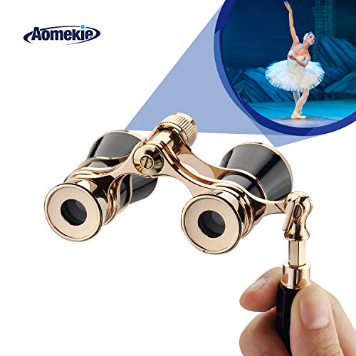 Product Cover Aomekie Opera Glasses Binoculars 3X25 Theater Glasses Mini Binocular Compact with Handle for Adults Kids Women in Musical Concert（Black）