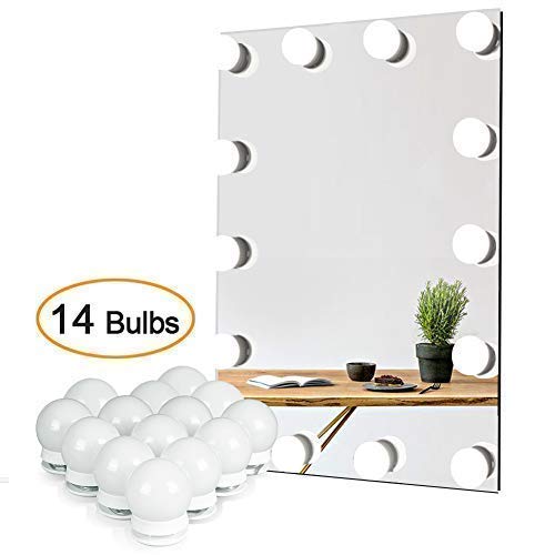 Product Cover Waneway Vanity Lights for Mirror, DIY Hollywood Lighted Makeup Vanity Mirror Dimmable Lights, Stick on LED Mirror Light Kit for Vanity Set, Plug in Makeup Light for Bathroom Wall Mirror, 14-Bulb