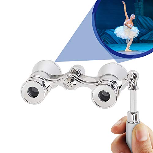 Product Cover Aomekie Opera Glasses Binoculars 3X25 Lorgnette Theater Glasses Mini Binocular Compact with Handle for Adults Kids Women in Musical Concert（Silver）