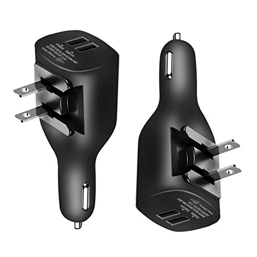 Product Cover NDLBS 2Pack USB Car Charger,2-in-1 Portable USB Car Charger with Foldable Plug Wall Charger Compatible with iPhone X XR XS 7 8 Plus Note 8 9 Galaxy S8 S9 Plus LG Pixel