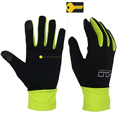 Product Cover Running Gloves Men Touchscreen Winter Lightweight Liner Gloves with Palm Key Pocket for Outdoor Cycling Jogging Yellow (Large)