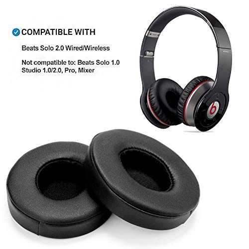 Product Cover Black Replacement Earpads, AGPTEK 2 Pieces Foam Ear Pad Cushion Compatible with Beats Solo 2.0 Wired Headphone