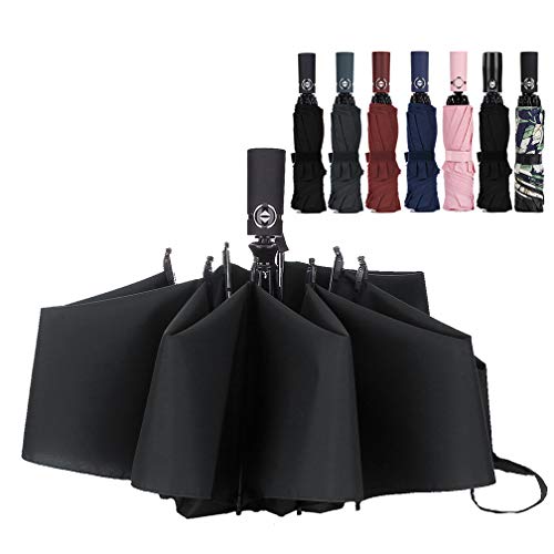 Product Cover LANBRELLA Compact Travel Umbrella Windproof Auto Open Close - Black (Black)