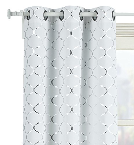 Product Cover GoodGram 2 Pack Lattice Metallic Foil Ultra Luxurious Grommet Top Curtains - Assorted Colors & Sizes (84 in. Long, Silver)