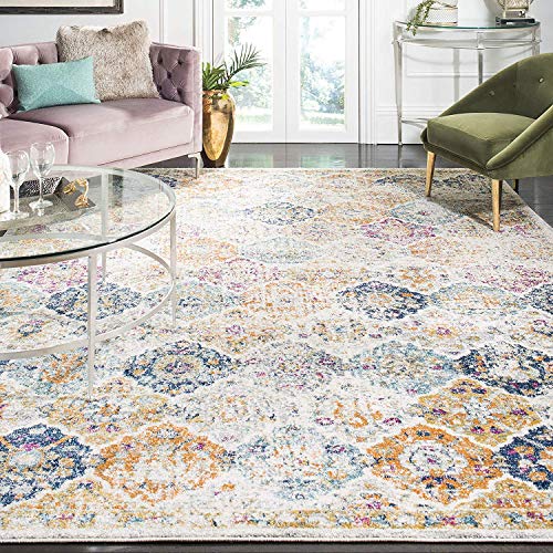 Product Cover Safavieh Madison Collection MAD611B Bohemian Chic Vintage Distressed Area Rug, 5' Square, Cream/Multi