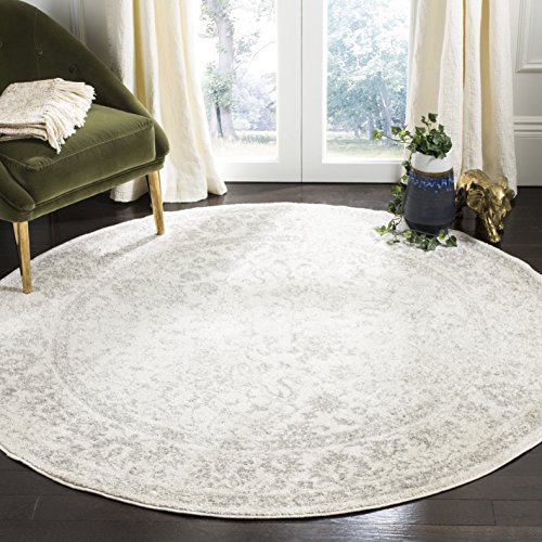Product Cover Safavieh Adirondack Collection ADR109C Ivory and Silver Oriental Vintage Distressed Round Area Rug (5' Diameter)