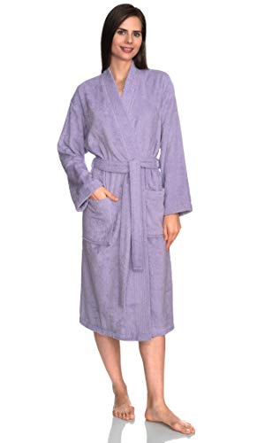Product Cover TowelSelections Women's Robe Turkish Cotton Terry Kimono Bathrobe Small/Medium Pastel Lilac