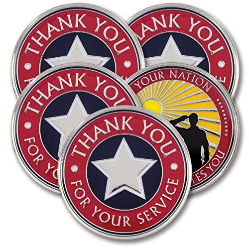 Product Cover Thank You for Your Service - Military Coins - AttaCoin Veteran Gift Series (5 Pack)