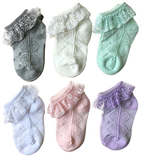 Product Cover Baby Girls' Eyelet Lace Flower Socks QandSweet Ankle Sock for Newborn Infant Toddlers Kids 0-8T