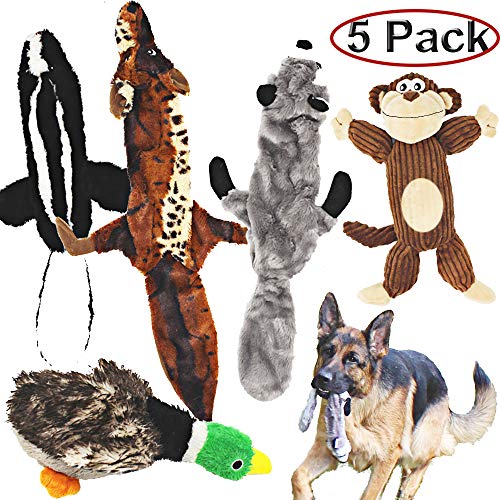 Product Cover Jalousie 5 Pack Dog Squeaky Toys Three no Stuffing Toy and Two Plush with Stuffing for Small Medium Large Dog Pets (5 Pack)