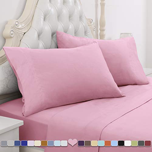 Product Cover HOMEIDEAS 4 Piece Bed Sheet Set (Queen, Pink) 100% Brushed Microfiber 1800 Bedding Sheets - Deep Pockets