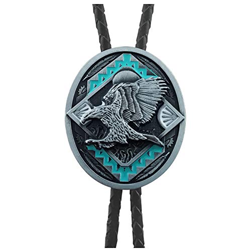Product Cover QUKE American Western Cowboy 3D Bald Eagle Sunset Bolo Tie Genunie Leather