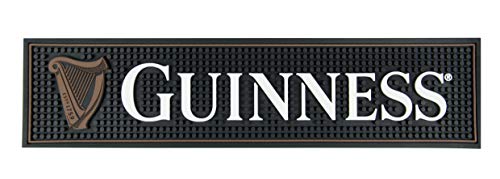 Product Cover Guinness Gaelic Label Bar Mat - Non Slip Black PVC Rubber Drip Tray (White)