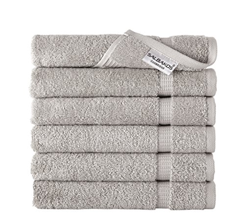 Product Cover SALBAKOS Turkish Cotton Hotel & Spa Hand Towel Set, 16 by 30 Inch, Pack of 6, Stone