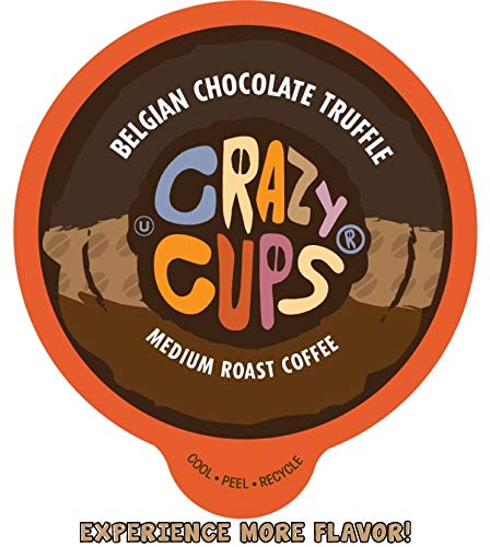 Product Cover Crazy Cups Flavored Coffee for Keurig K-Cup Machines, Belgian Chocolate , Hot or Iced Drinks, 22 Single Serve, Recyclable Pods