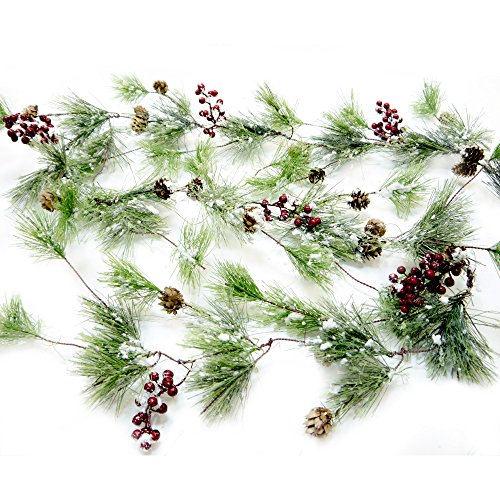 Product Cover CraftMore Winter Smokey Pine Christmas Garland with Snow, Berries and Pine Cones