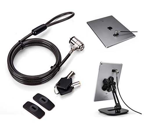 Product Cover AboveTEK Laptop Lock, Tablet Lock Security Cable, 2 Keys Durable Steel iPad Locking Kit w/Adhesive Anchors, Anti Theft Hardware Protection for iPhone Mobile Notebook Computer Monitor Mac Book Laptop