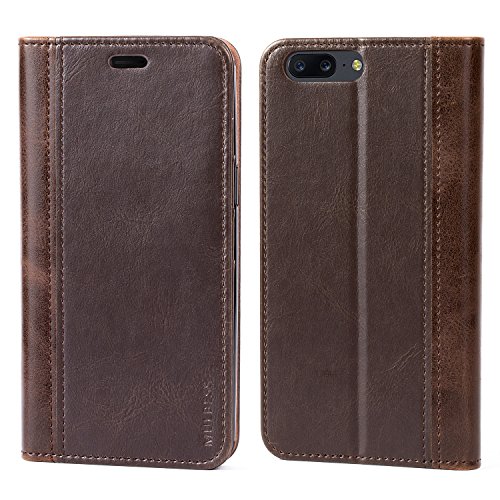 Product Cover Oneplus 5 Case,Mulbess BookStyle Leather Wallet Case Cover with Kick Stand for Oneplus 5,Chocolate Brown