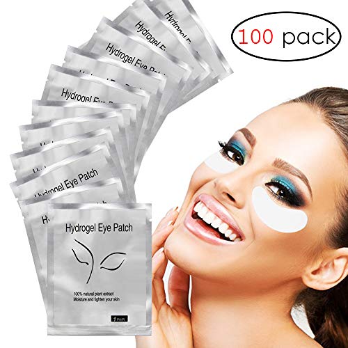Product Cover Adecco LLC Under Eye Gel Pads, 100 Pairs Set Eyelash Extension Pads, Lint Free DIY False Eyelash Lash Extension Makeup Eye Gel Patches