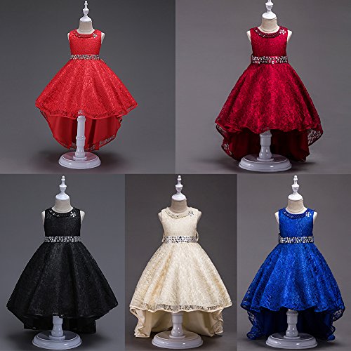 Product Cover Flower Girls Vintage Overlay Lace Beaded Rhinestone Wedding Tulle Dresses Maxi High Low Gown Dance Tutus
