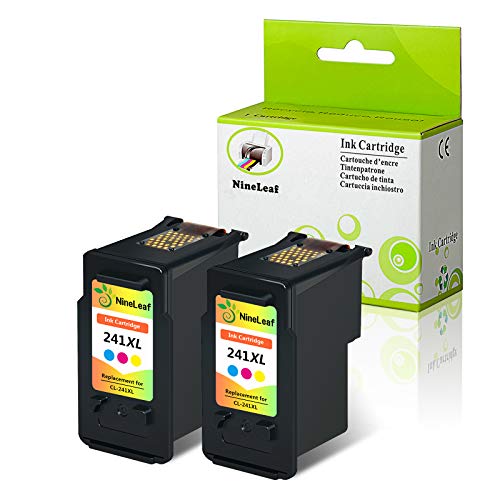 Product Cover NineLeaf Remanufactured Ink Cartridge Compatible for Canon CL-241XL CL 241XL CL241XL PIXMA MG3620 MG3520 MG3220 MG2220 MG2120 MX532 MX472 MX432 MX452 MX522 TS5120 MX392 Printer (Tri-Color,2 Pack)