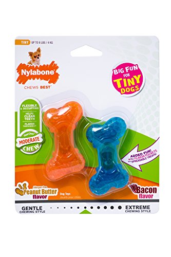 Product Cover Nylabone Moderate Chewing FlexiChew Bone, Dog Chew Toy Bacon & Peanut Butter Mini