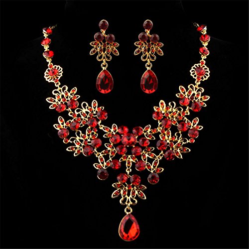 Product Cover Hemlock Women Bohemia Jewelry Pendant Dance Necklace PartyEarrings (Red2)