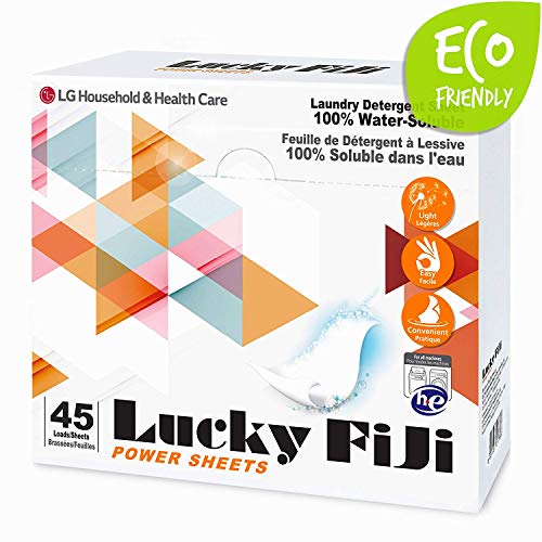 Product Cover LG Laundry Detergent Sheets [ Lucky Fiji Power Sheet ], More Efficient and Convenient than Liquid, Pods, or Pacs - Travel & Eco Friendly - Portable Individual Packages - 45 loads