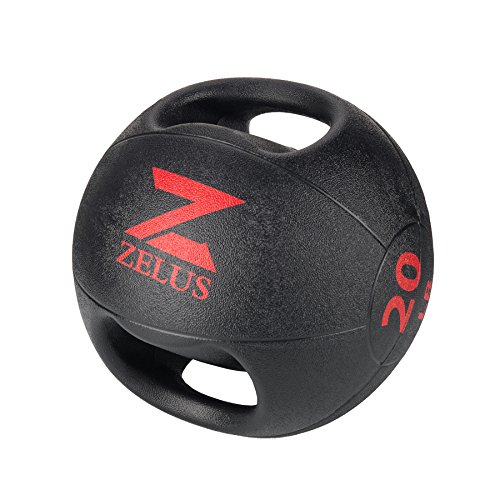 Product Cover ZELUS Dual Grip Medicine Ball Weight Exercise Ball with Durable Rubber and Textured Grip for Strength Balance Training - Weight Sizes 10/20 lbs. Available (20.0 Pounds)