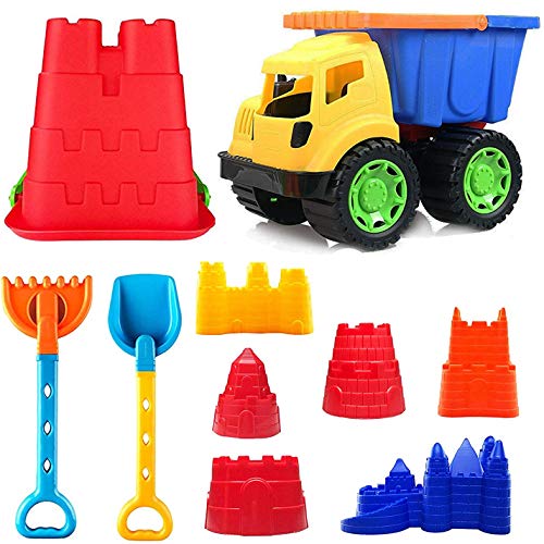 Product Cover Liberty Imports Kids Beach Toys Sand Castle Mold Building Kit with Big 12 inches Dump Truck Bucket (10 Pieces)