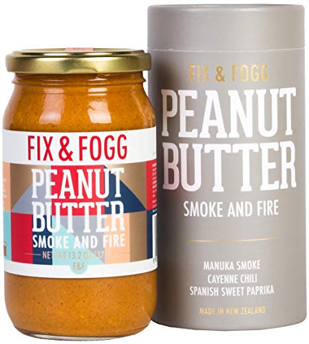 Product Cover Gourmet Spicy Peanut Butter. Handmade in New Zealand. All Natural and Non-GMO from Fix & Fogg with Organic Chilies. Vegan, Keto Friendly. Superior Tasting Spicy PB - Smoke and Fire (13.2 oz)