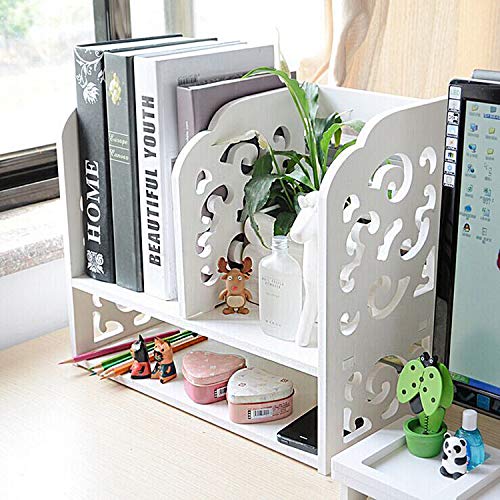 Product Cover DL furniture - 3 Compartment Wood plastic composite Desk Organizer, Perfect For Book Shelf, Make Up Organizer, Cookie Rack | White