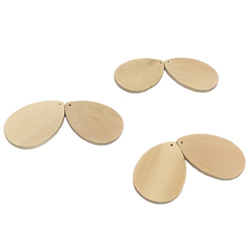 Product Cover Wendysun 20Pcs Wooden Earring Accessories Wood Decorate Large Teardrop Blank Natural Unfinished Wood Beads 58mm40mm Wood Jewelry Beads Supplies
