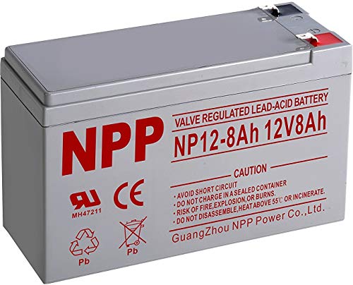 Product Cover NPP 12V 8Ah 12Volt 8amp Rechargeable Sealed Lead Acid Battery for Home Alarm Security System Verizon FiOS Systems with F1