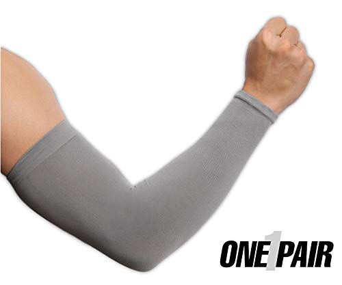 Product Cover UV Protection Cooling Arm Sleeves - UPF 50 Long Sun Sleeves for Men & Women. Perfect for Cycling, Driving, Running, Basketball, Football & Outdoor Activities. (Dark Gray)