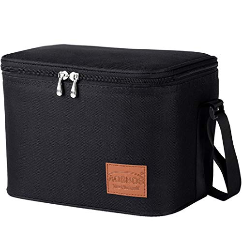 Product Cover Aosbos Insulated Lunch Box Bag Cooler Reusable Tote Bag Women Men 7.5L Black