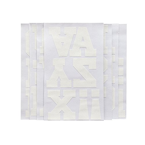 Product Cover Magfok Iron on Transfer 3-Inch White Flock Letter for Clothing, 7 Sheet (Black or White Optional)