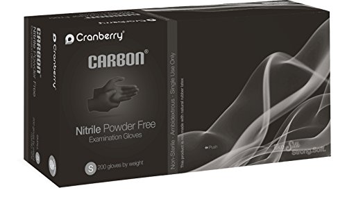 Product Cover Cranberry CR3236 Carbon Nitrile Powder Free Exam Glove, 3.2 mil, Small, Black (Pack of 200)
