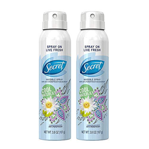 Product Cover Secret Invisible Spray Antiperspirant and Deodorant, Cool Waterlily, 3.8 oz (Pack of 2)