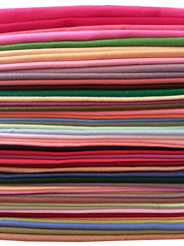 Product Cover longshine-us 25pcs Solid Colors Premium Cotton Craft Fabric Bundle Squares Patchwork Lint DIY Sewing Scrapbooking Quilting Dot Pattern Artcraft (10