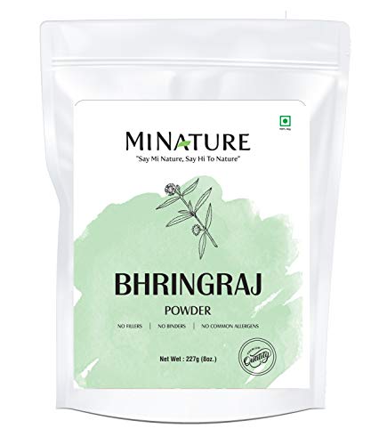 Product Cover mi nature Bhringaraj powder Eclipta Prostrata, leaf powder / 100% Pure, Natural and Organic / (227g / (1/2 lb) / 8 ounces) - Resealable Zip Lock Pouch
