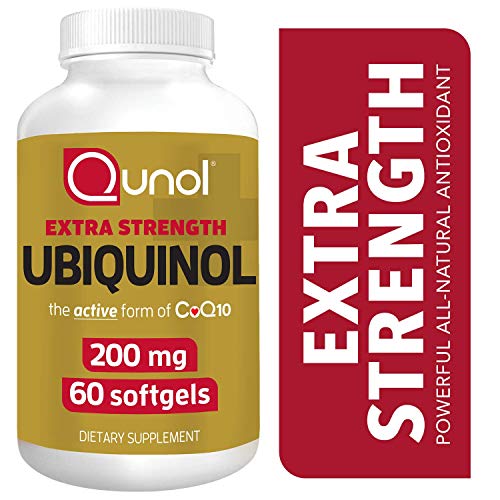 Product Cover Qunol 200mg Ubiquinol, Powerful Antioxidant for Heart and Vascular Health, Essential for energy production, Natural Supplement Active Form of CoQ10, 60 Count