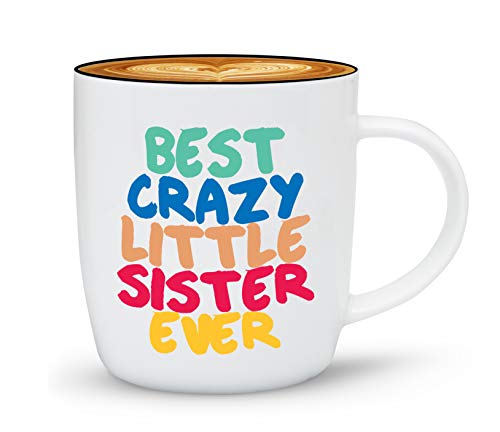 Product Cover Gifffted The Best Crazy Little Sister Ever Coffee Mug, Funny Gifts from Sister or Brother, Sisters Day Gift Ideas to My Worlds Greatest Sister for Birthday, Christmas, Valentines, Love Present Mugs