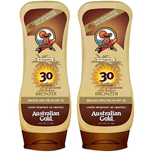 Product Cover Australian Gold Spf 30 Broad Spectrum Moisture Max Sunscreen Lotion with Kona Bronzers, 8 Ounce (Pack of 2) (2 Pack, Spf 30)