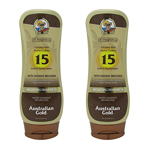 Product Cover Australian Gold Spf 15 Broad Spectrum Moisture Max Sunscreen Lotion with Kona Bronzers, 8 Ounce (Pack of 2) (2 Pack, Spf 15)